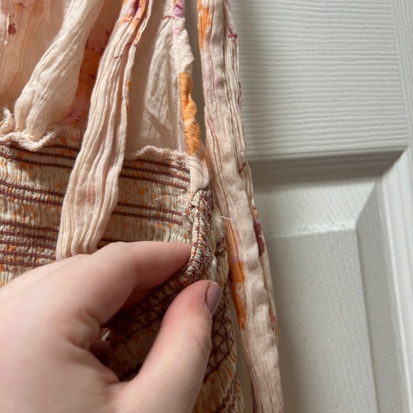 Free People Floral Halter Tank Top - Pink and Orange Brinkley Smocked - Picture 11 of 13